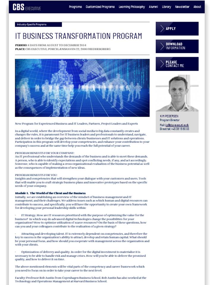 Claus Nygaard Steffen Löfvall cph:learning IT Business Transformation CBS Executive