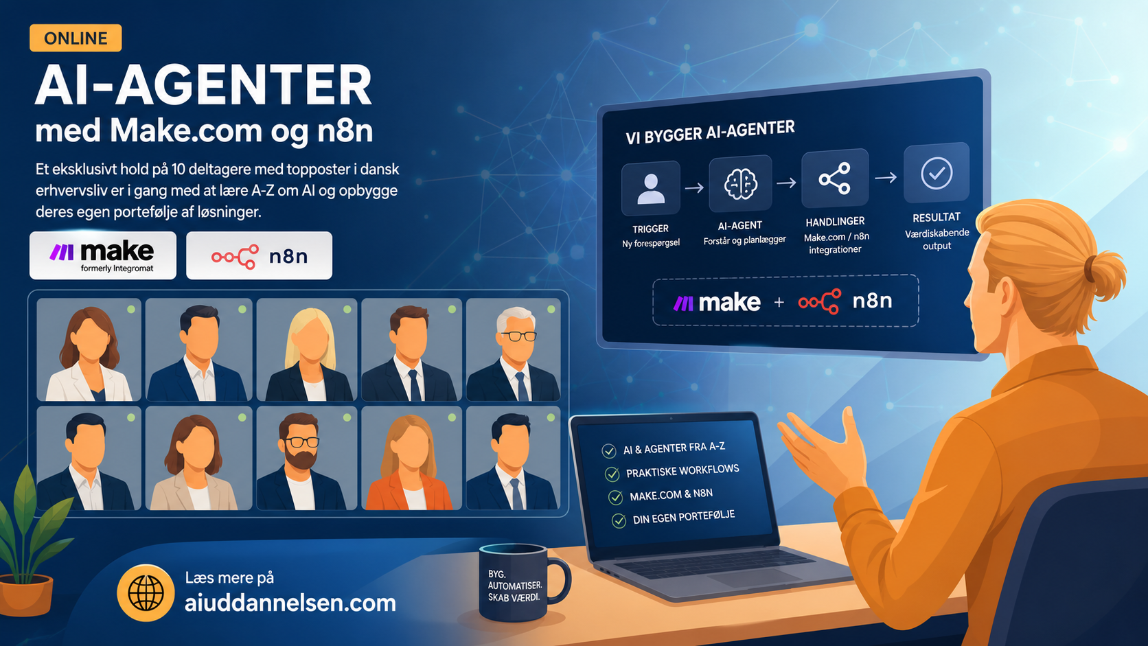 Claus Nygaard - ChatGPT kursus - Copilot kursus - AI ekspert - AI foredrag - automatisering med make.com - automatisering med zapier - CBS - Copenhagen Business School