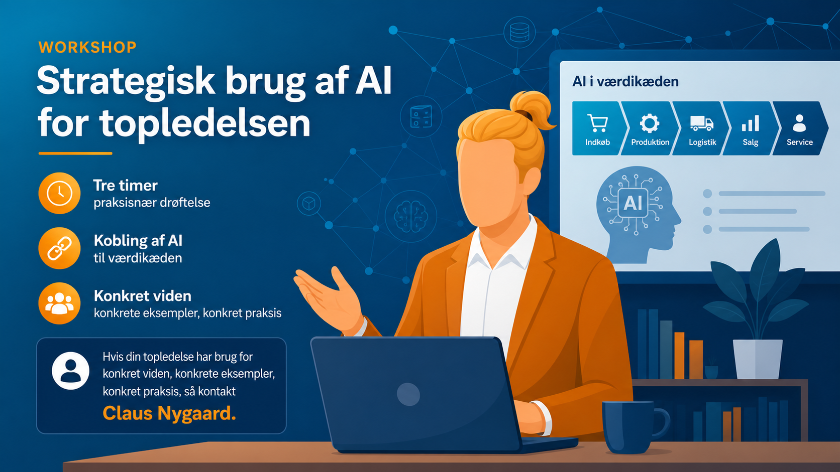 Claus Nygaard - ChatGPT kursus - Copilot kursus - AI ekspert - AI foredrag - automatisering med make.com - automatisering med zapier - CBS - Copenhagen Business School