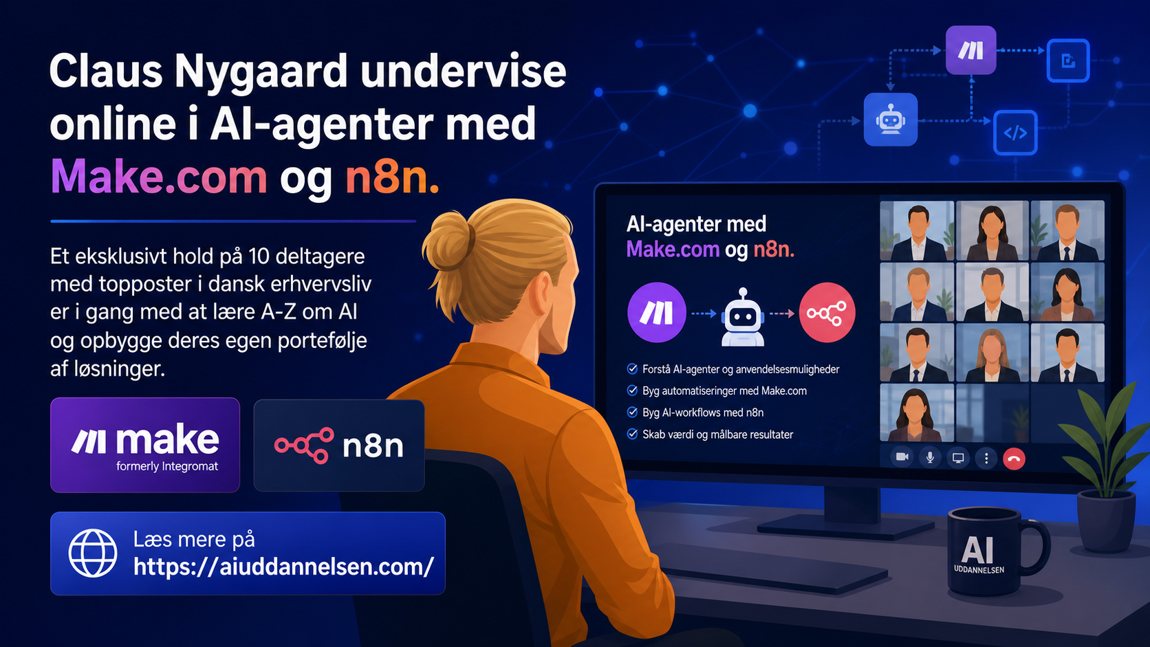 Claus Nygaard - ChatGPT kursus - Copilot kursus - AI ekspert - AI foredrag - automatisering med make.com - automatisering med zapier - CBS - Copenhagen Business School